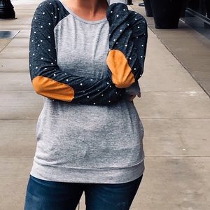 NWT gray sweater with elbow patches